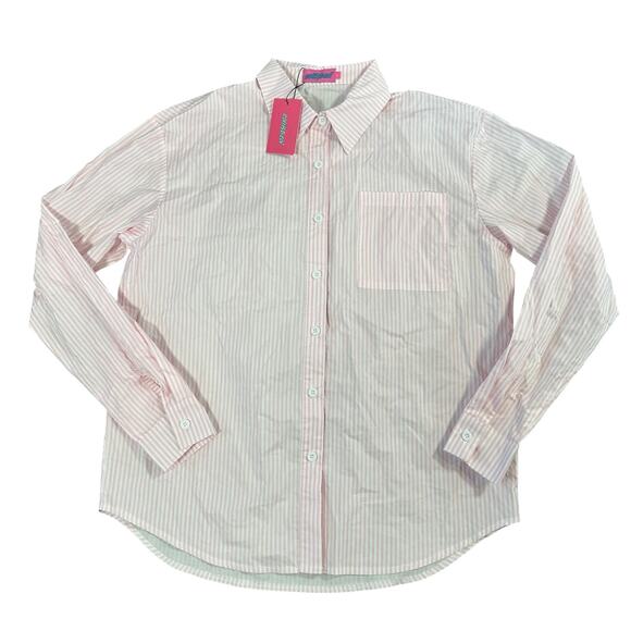 Edikted Women's Oversized Pinstripe Button Up Shirt Size S - Picture 2 of 7